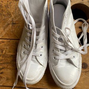 White Leather Hightop Converse